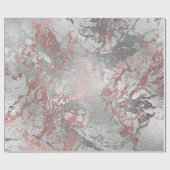 灰色の溶融シルバー赤面ピンク大理石光沢のある金属 ラッピングペーパー (フラット)