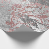 灰色の溶融シルバー赤面ピンク大理石光沢のある金属 ラッピングペーパー (角)
