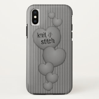 灰色の滝のように落ちるHearts❤のニットのiPhoneの箱 iPhone X ケース