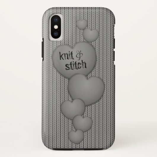 灰色の滝のように落ちるHearts❤のニットのiPhoneの箱 Case-Mate iPhoneケース (裏面)