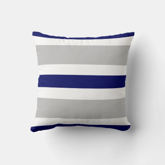 灰色の濃紺及び白のストライプなソファの枕ギフト クッション (裏面)
