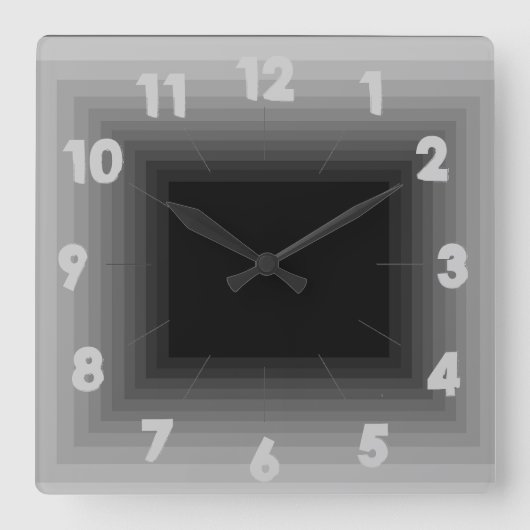 灰色の無限デザインの時計4 スクエア壁時計 (正面)