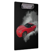 灰色の煙の取り外し可能な背景を持つ赤いコルベット クリップボード (右)