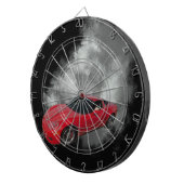 灰色の煙の取り外し可能な背景を持つ赤いコルベット ダーツボード (正面右)