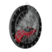 灰色の煙の取り外し可能な背景を持つ赤いコルベット ダーツボード (正面左)