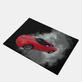 灰色の煙の取り外し可能な背景を持つ赤いコルベット ドアマット (アングル)