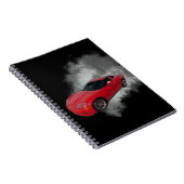 灰色の煙の取り外し可能な背景を持つ赤いコルベット ノートブック (右側)