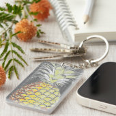 灰色の熱帯黄色いPinneapple キーホルダー (正面右)