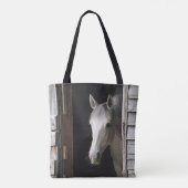 灰色の牝馬 馬 農場の動物 茶色 トートバッグ (裏面)