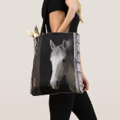 灰色の牝馬 馬 農場の動物 茶色 トートバッグ (クローズアップ)