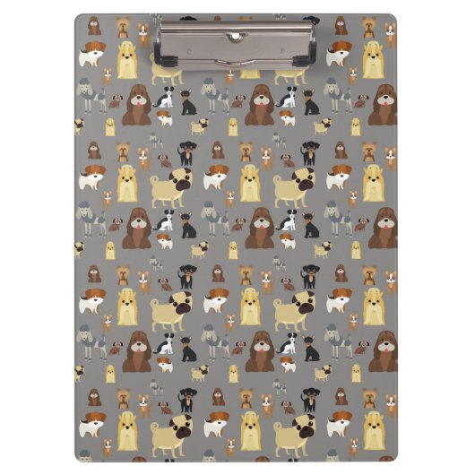 灰色の犬のパターン。 クリップボード (正面)