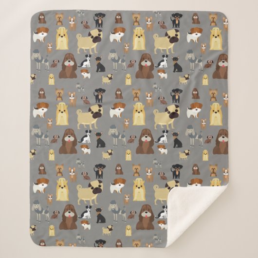 灰色の犬のパターン シェルパブランケット (正面)