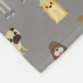 灰色の犬のパターン フリースブランケット (角)