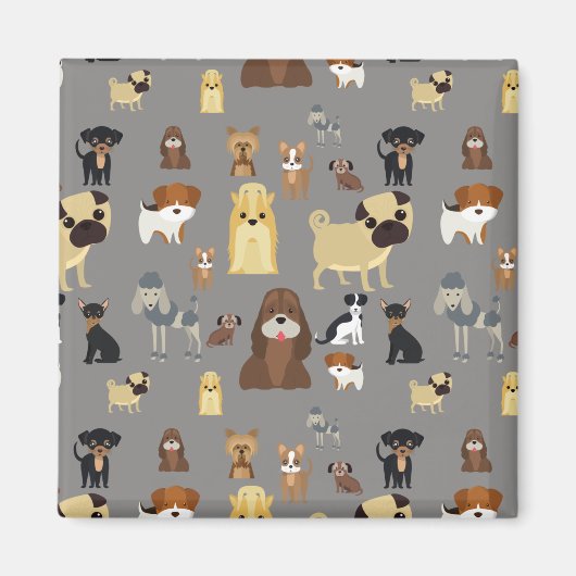 灰色の犬のパターン。 マグネット (正面)