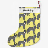 灰色の狼とパイプカートゥーンイラストレーション スモールクリスマスストッキング (裏面)