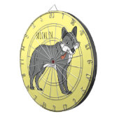 灰色の狼とパイプカートゥーンイラストレーション ダーツボード (正面右)