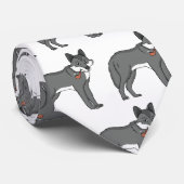 灰色の狼とパイプカートゥーンイラストレーション ネクタイ (ロール)