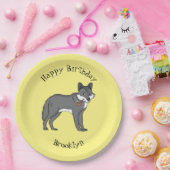 灰色の狼とパイプカートゥーンイラストレーション ペーパープレート (パーティー)