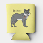 灰色の狼とパイプカートゥーンイラストレーション 缶クーラー (裏面)