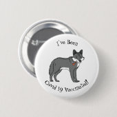 灰色の狼とパイプカートゥーンイラストレーション 缶バッジ (正面&裏面)