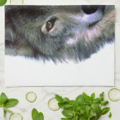 灰色の狼の目 キッチンタオル (折り畳み)