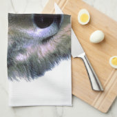 灰色の狼の目 キッチンタオル (四つ折り)