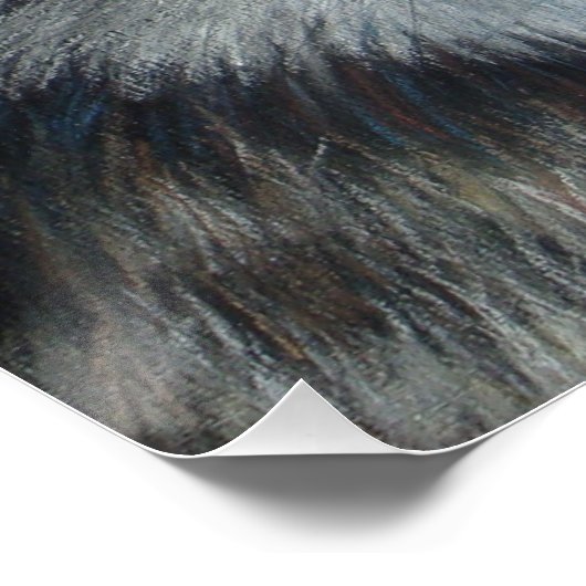 灰色の狼の野生生物絵画の現実主義者のポートレートアート ポスター (コーナー)