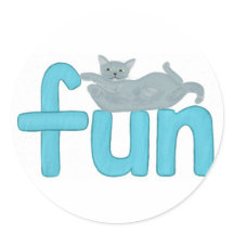 灰色の猫とアクアよくはしゃぐの単語おもしろい，ステッカー