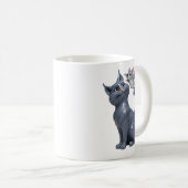 灰色の猫とコウモリ コーヒーマグカップ (正面右)