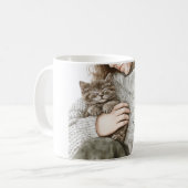 灰色の猫と婦人 コーヒーマグカップ (正面左)