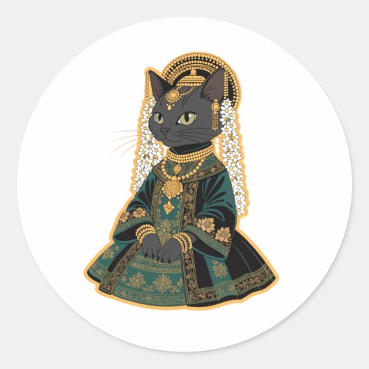 灰色の猫のブライダル寺院ジュエリー ステッカー (正面)