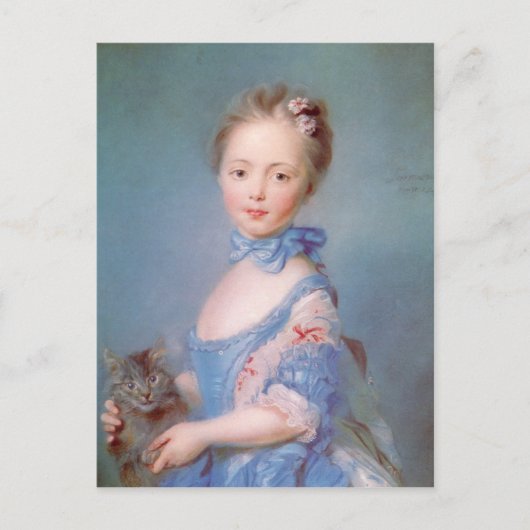 灰色の猫の女の子 ポストカード (正面)