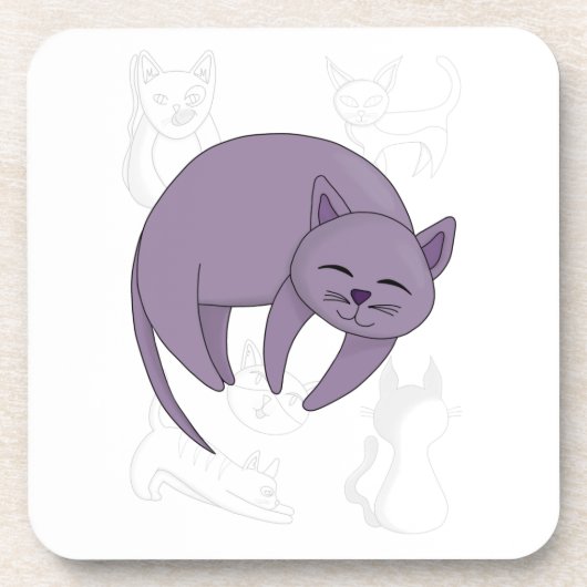 灰色の猫の眠って子猫のドゥベットカバー コースター (正面)