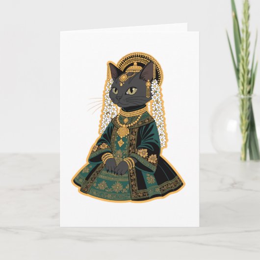 灰色の猫の花嫁の女神グリーティングカード カード (正面)