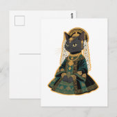 灰色の猫の花嫁の女神グリーティングカード ポストカード (正面/裏面)