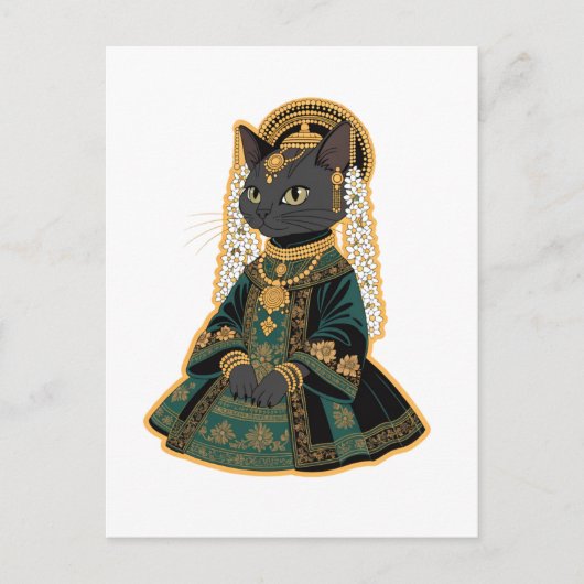灰色の猫の花嫁の女神グリーティングカード ポストカード (正面)