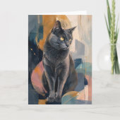 灰色の猫の金の視線 カード (正面)