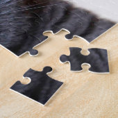 灰色の猫の黄色い目 ジグソーパズル (側面)