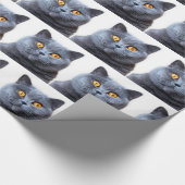 灰色の猫の黄色い目 ラッピングペーパー (角)