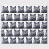灰色の猫の黄色い目 ラッピングペーパー (フラット)