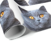 灰色の猫の黄色い目 ラッピングペーパー (ロールコーナー)