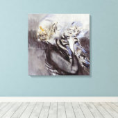 灰色の猫を飼っている女性(byジョバンニ・ボルディーニ) キャンバスプリント (インサイチュ (ウッドフロア))