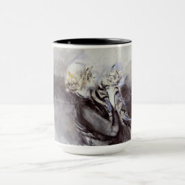 灰色の猫を飼っている女性(byジョバンニ・ボルディーニ) マグカップ