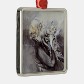 灰色の猫を飼っている女性(byジョバンニ・ボルディーニ) メタルオーナメント (右)