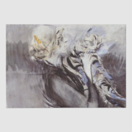 灰色の猫を飼っている女性(byジョバンニ・ボルディーニ) 薄葉紙