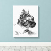 灰色の猫ステラの炭筆画 キャンバスプリント (インサイチュ (ウッドフロア))