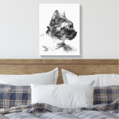 灰色の猫ステラの炭筆画 キャンバスプリント (インサイチュ (寝室))