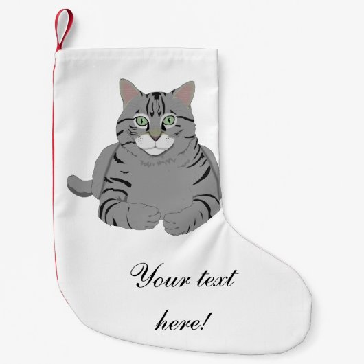灰色の猫漫画 スモールクリスマスストッキング (正面)