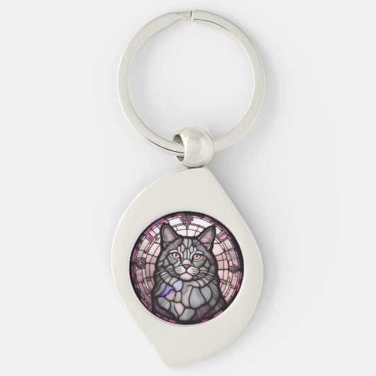 灰色の猫 キーホルダー (正面)
