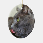 灰色の猫 セラミックオーナメント (右)